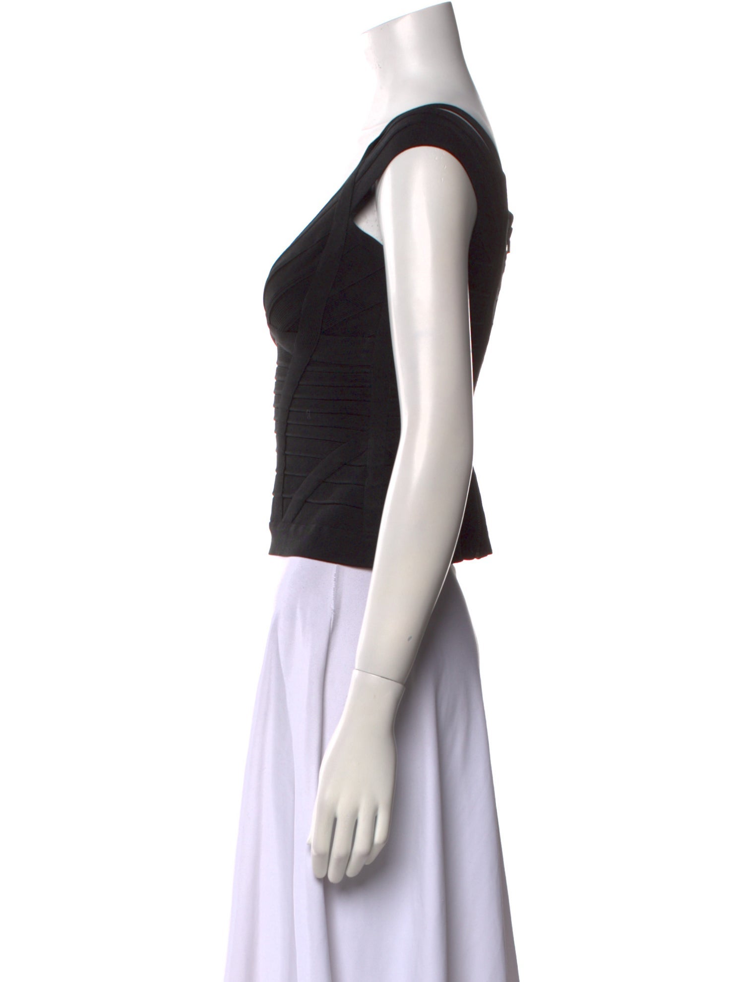 Herve Leger V-Neck Sleeveless Crop Top