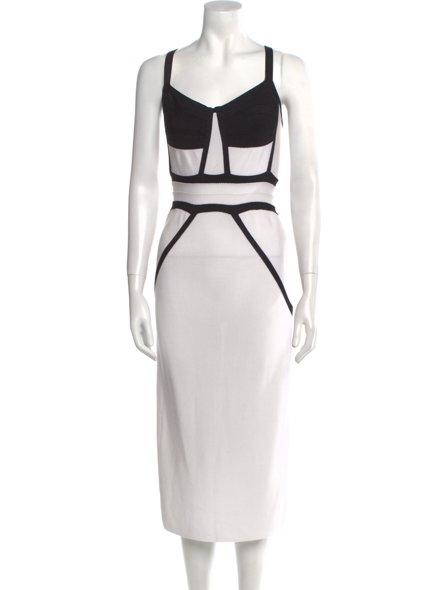 Herve Leger Square Neckline Midi Length Dress