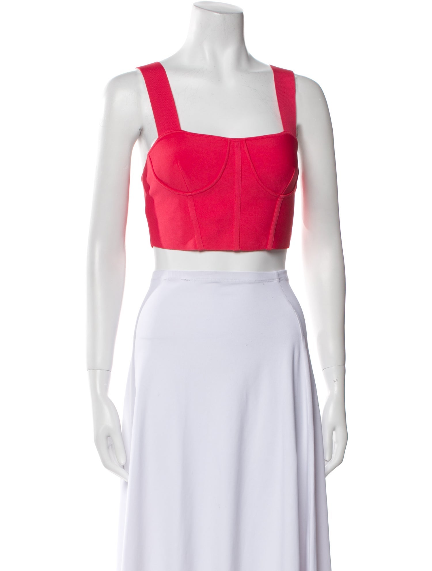 Herve Leger Square Neckline Sleeveless Crop Top