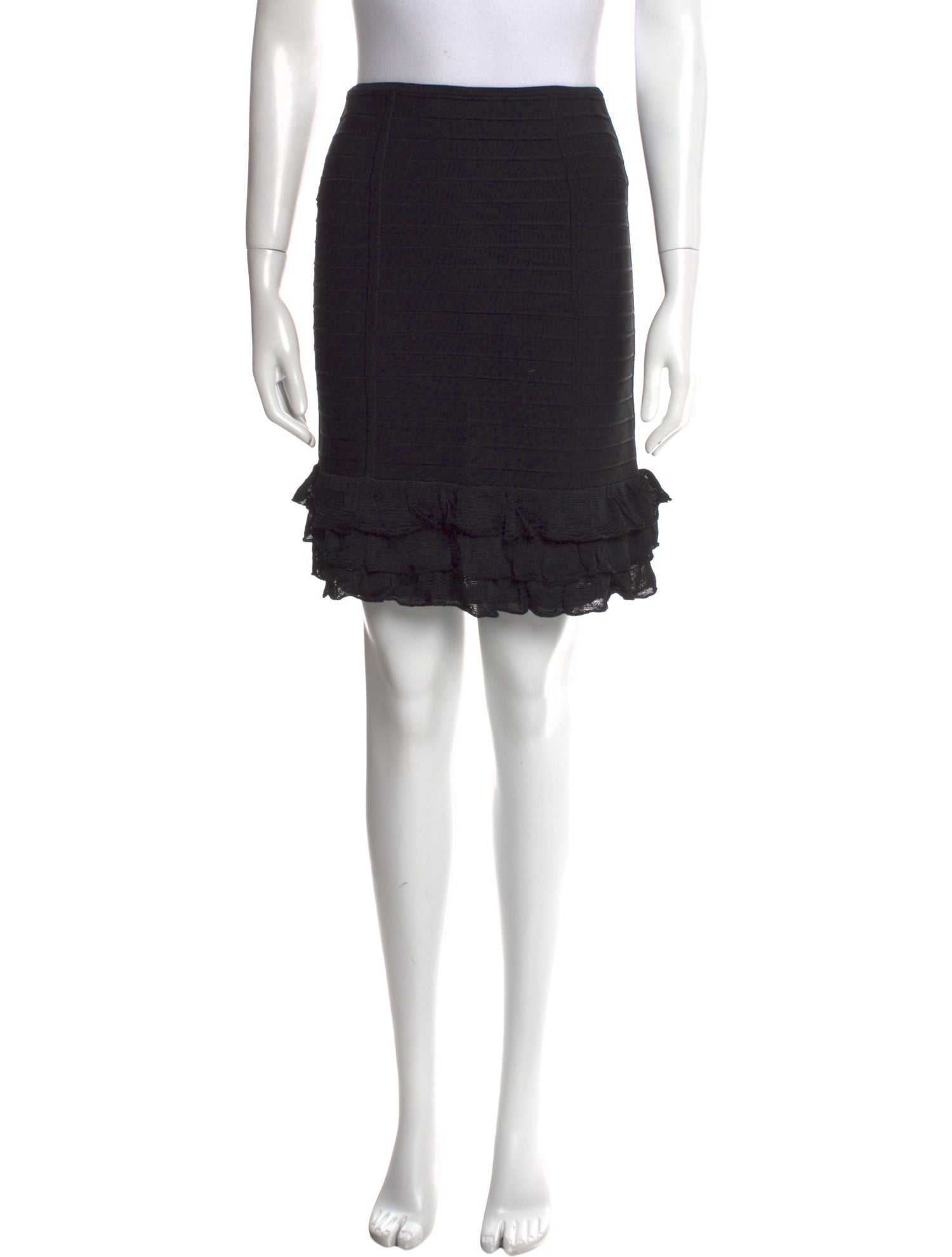 Herve Leger Ruffle Embellishment Knee-Length Skirt