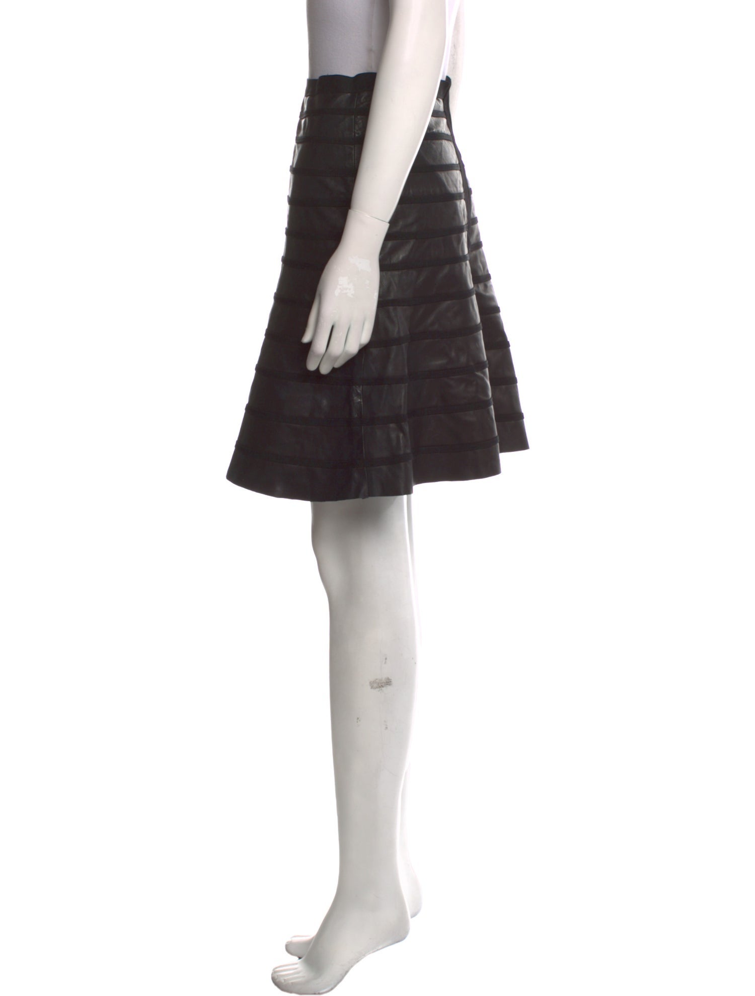 Herve Leger Lamb Leather Mini Skirt