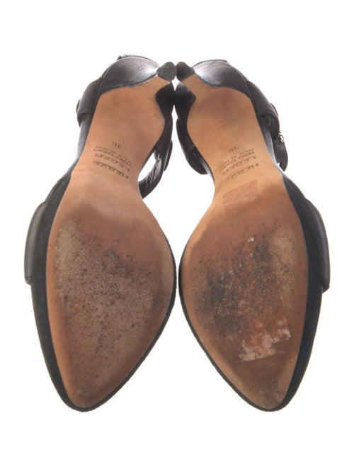 Herve Leger Leather T-Strap Sandals