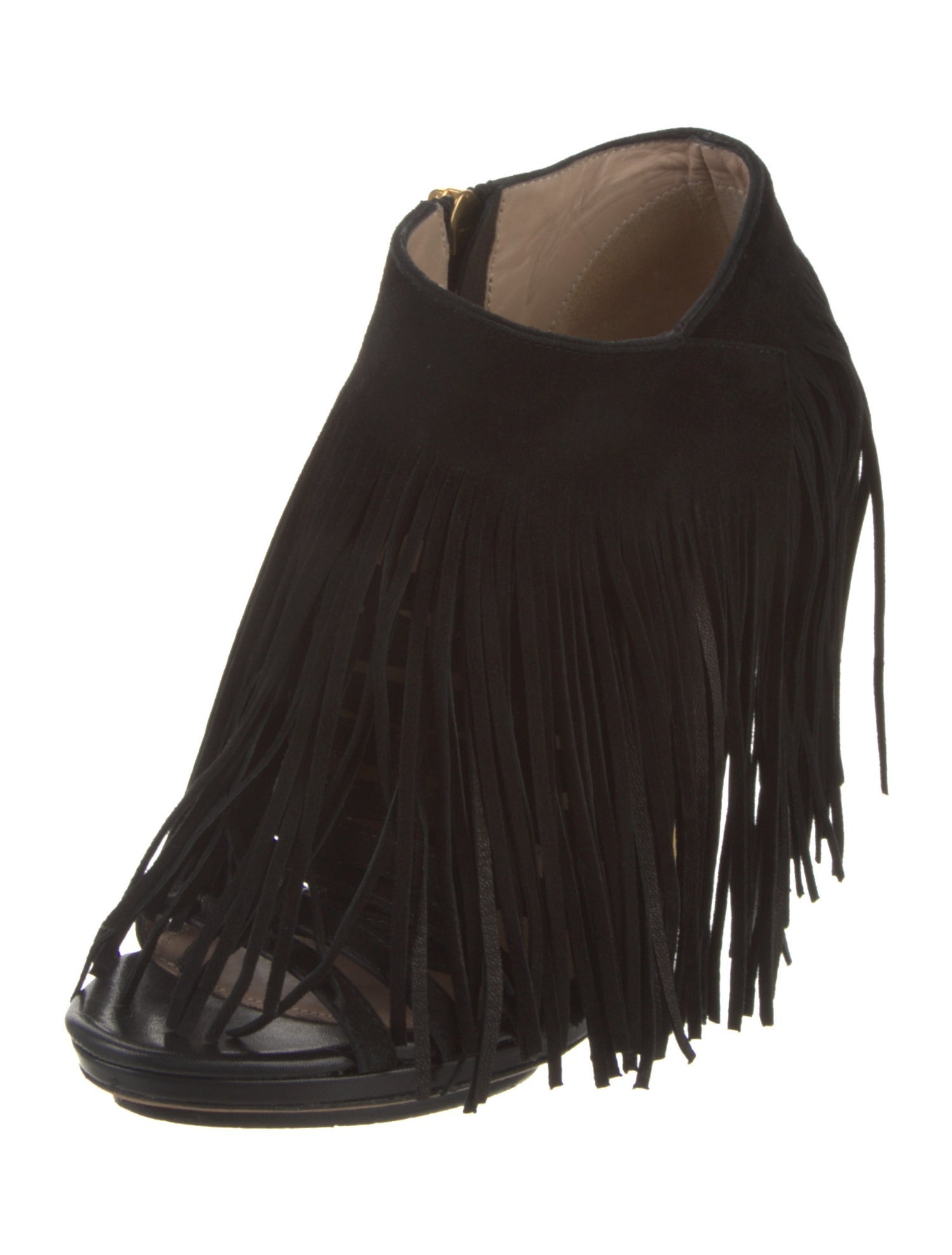 Herve Leger Suede Fringe Trim Accent Sandals