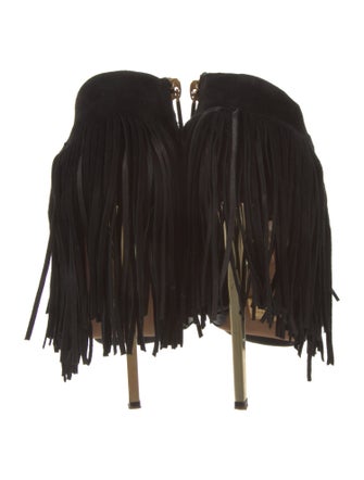Herve Leger Suede Fringe Trim Accent Sandals