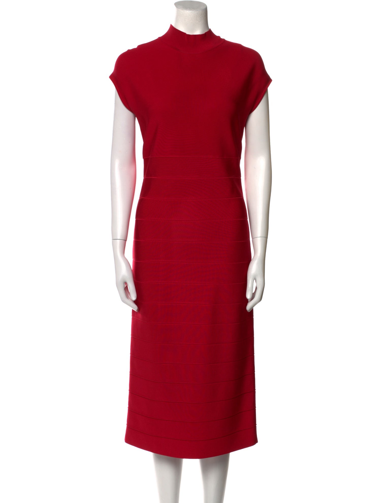 Herve Leger Mock Neck Midi Length Dress