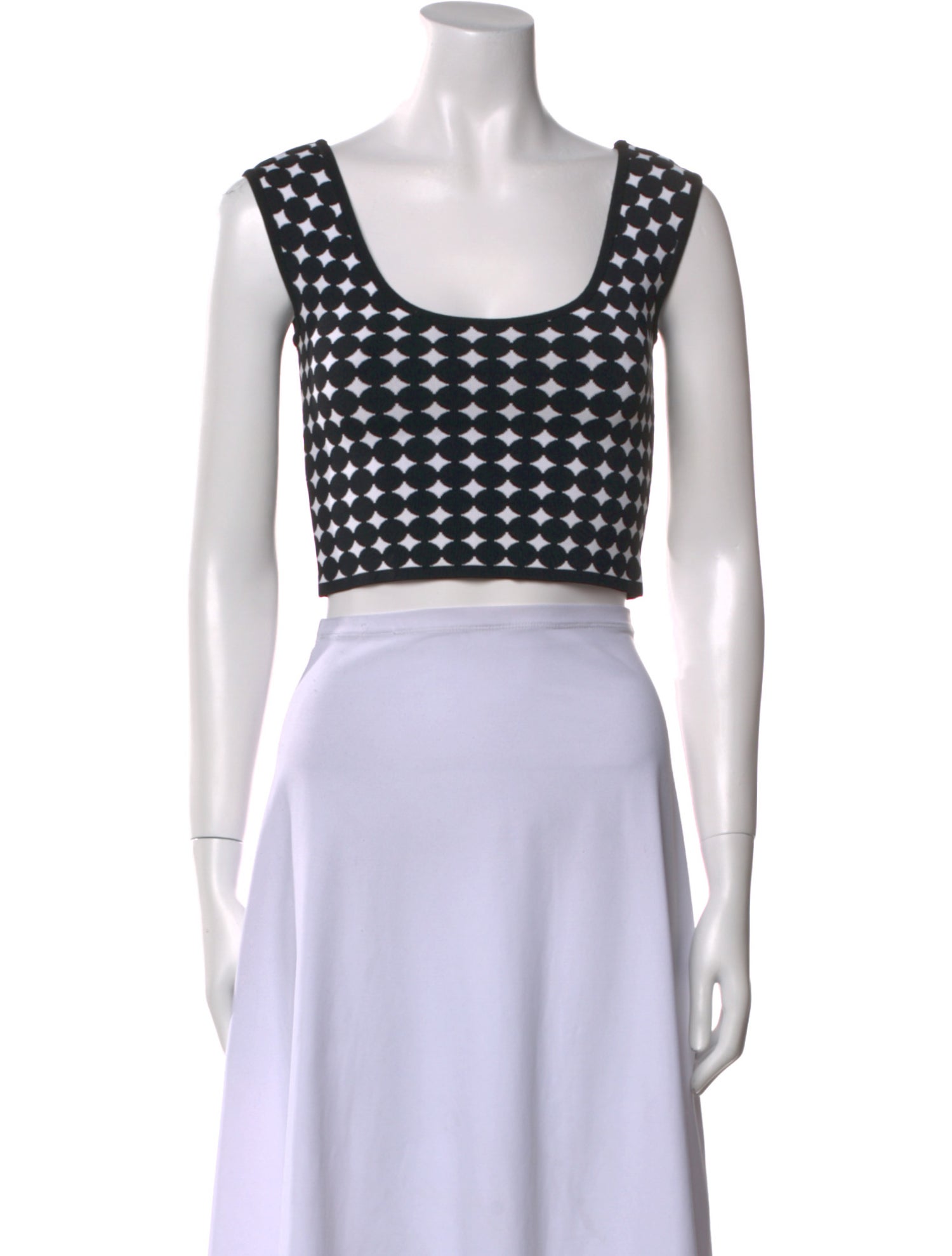 Herve Leger Vintage Polka Dot Print Crop Top