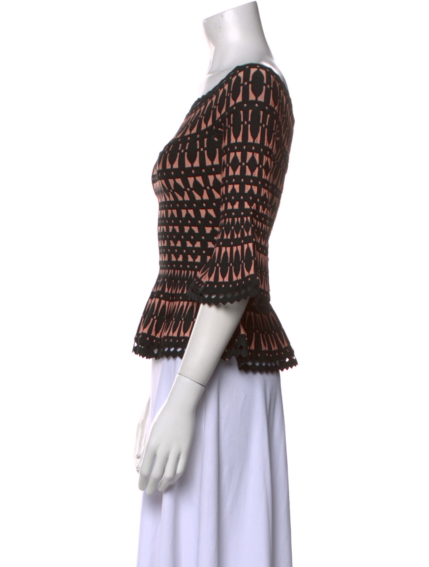 Herve Leger Scoop Neck Three-Quarter Sleeve Crop Top