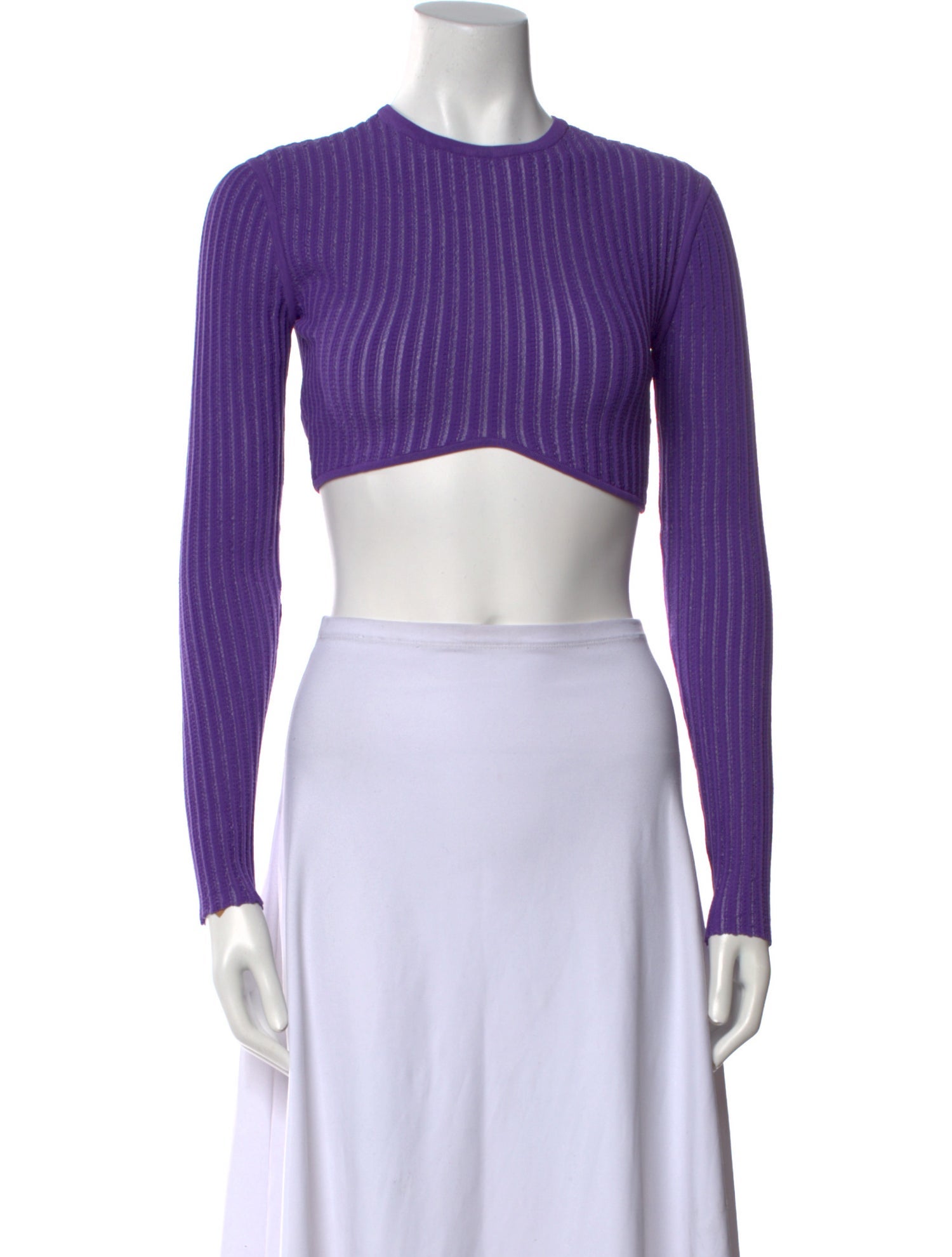 Herve Leger Crew Neck Long Sleeve Crop Top