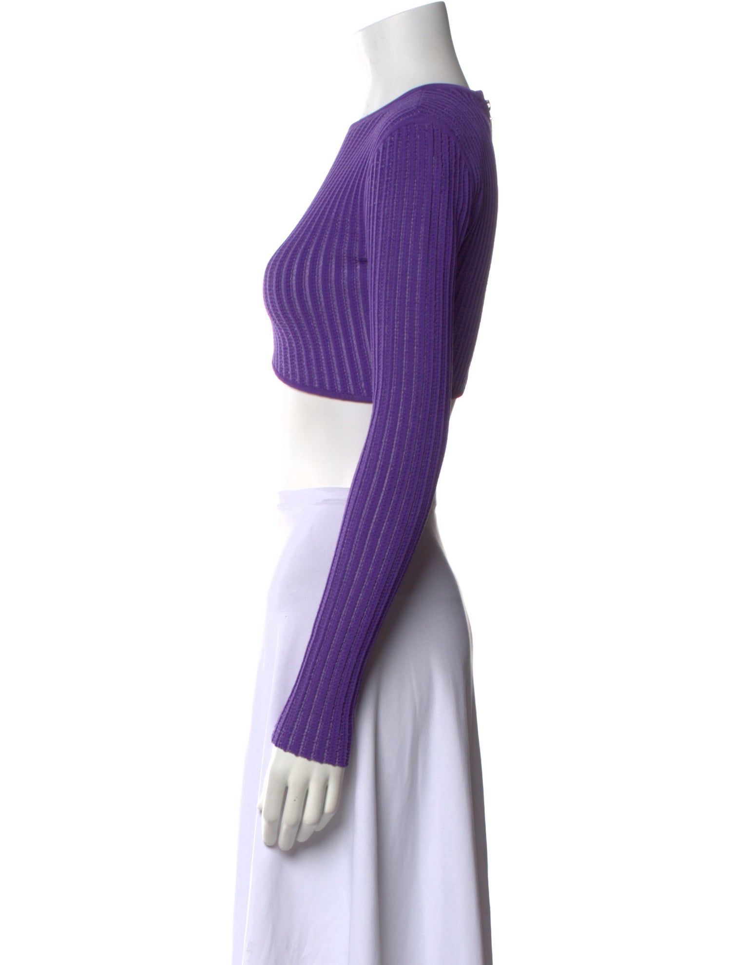 Herve Leger Crew Neck Long Sleeve Crop Top