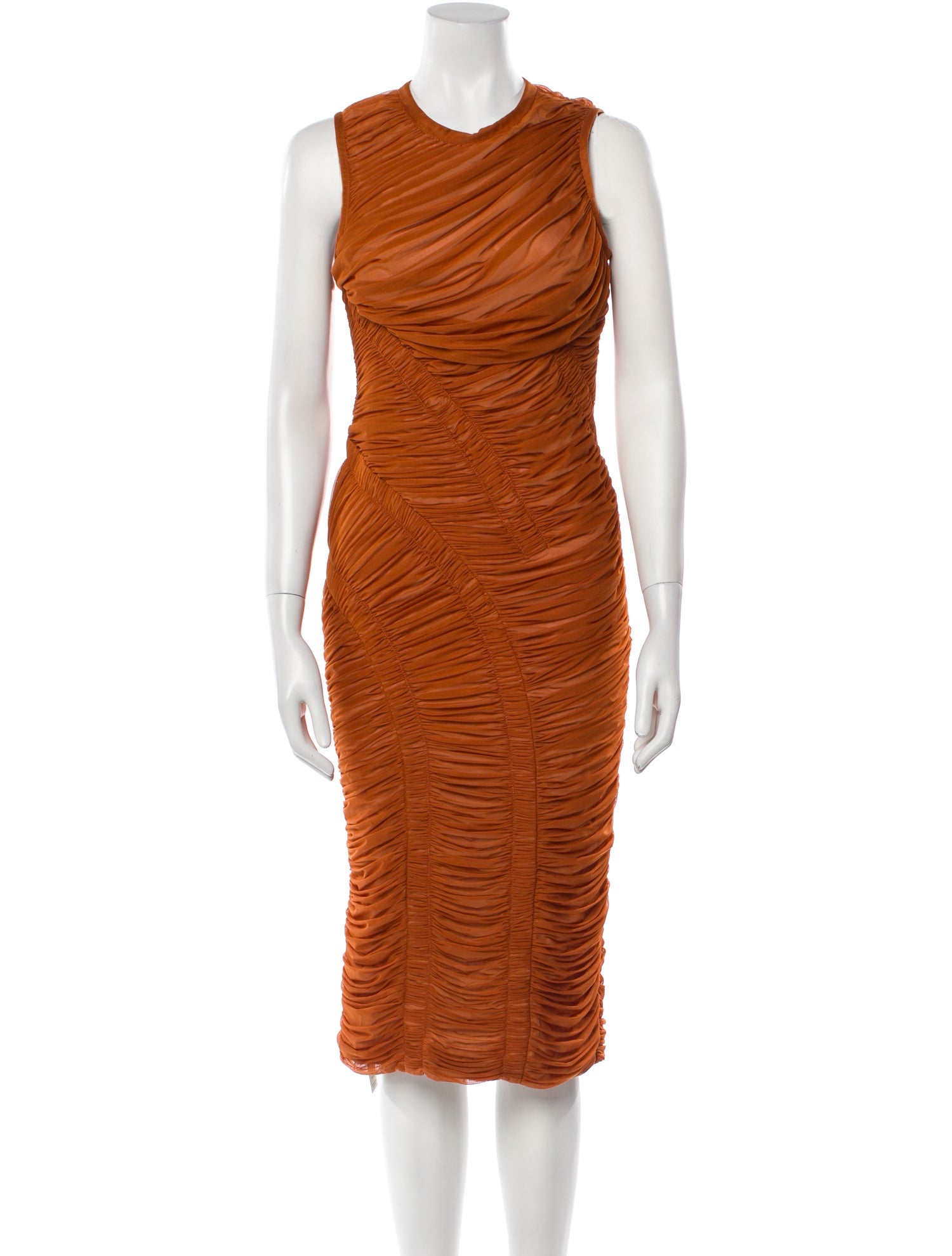 Herve Leger Crew Neck Midi Length Dress