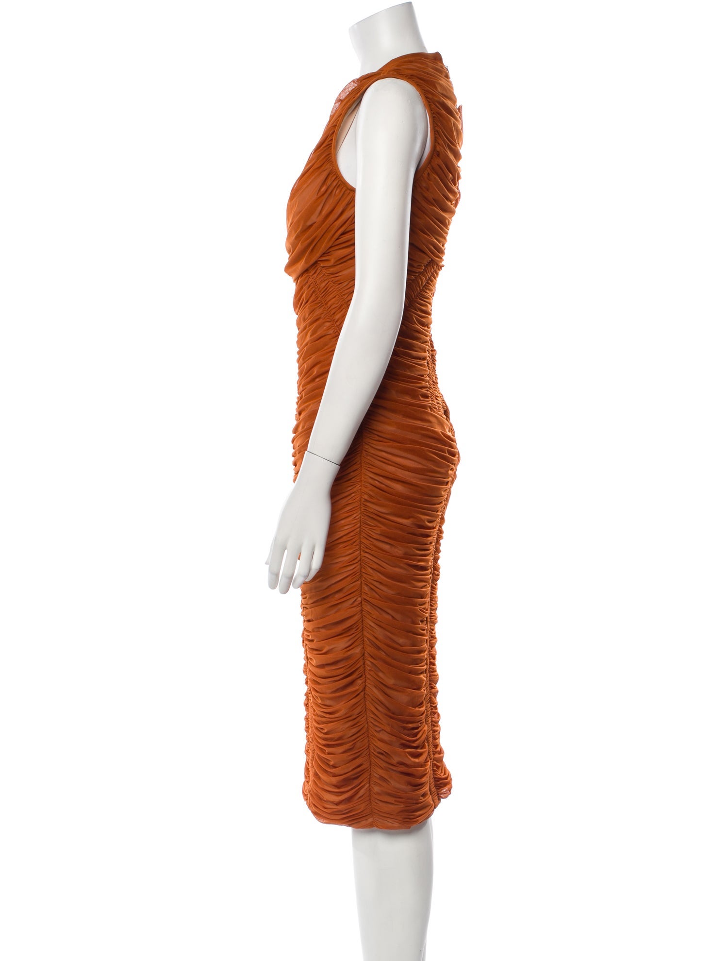 Herve Leger Crew Neck Midi Length Dress