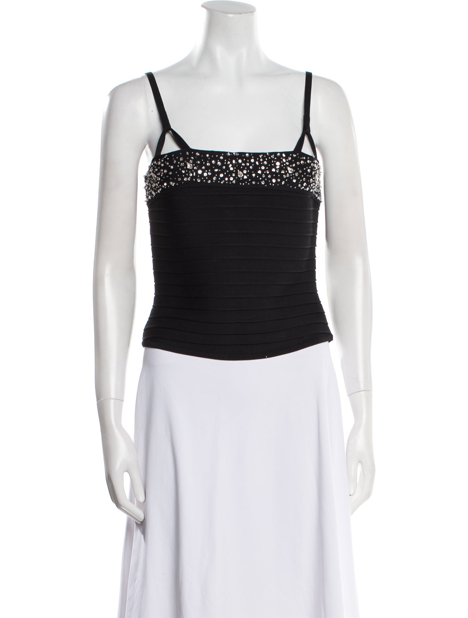 Herve Leger Square Neckline Sleeveless Crop Top