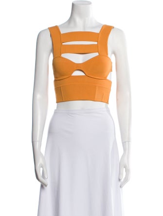Herve Leger Square Neckline Sleeveless Crop Top