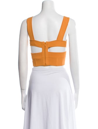 Herve Leger Square Neckline Sleeveless Crop Top