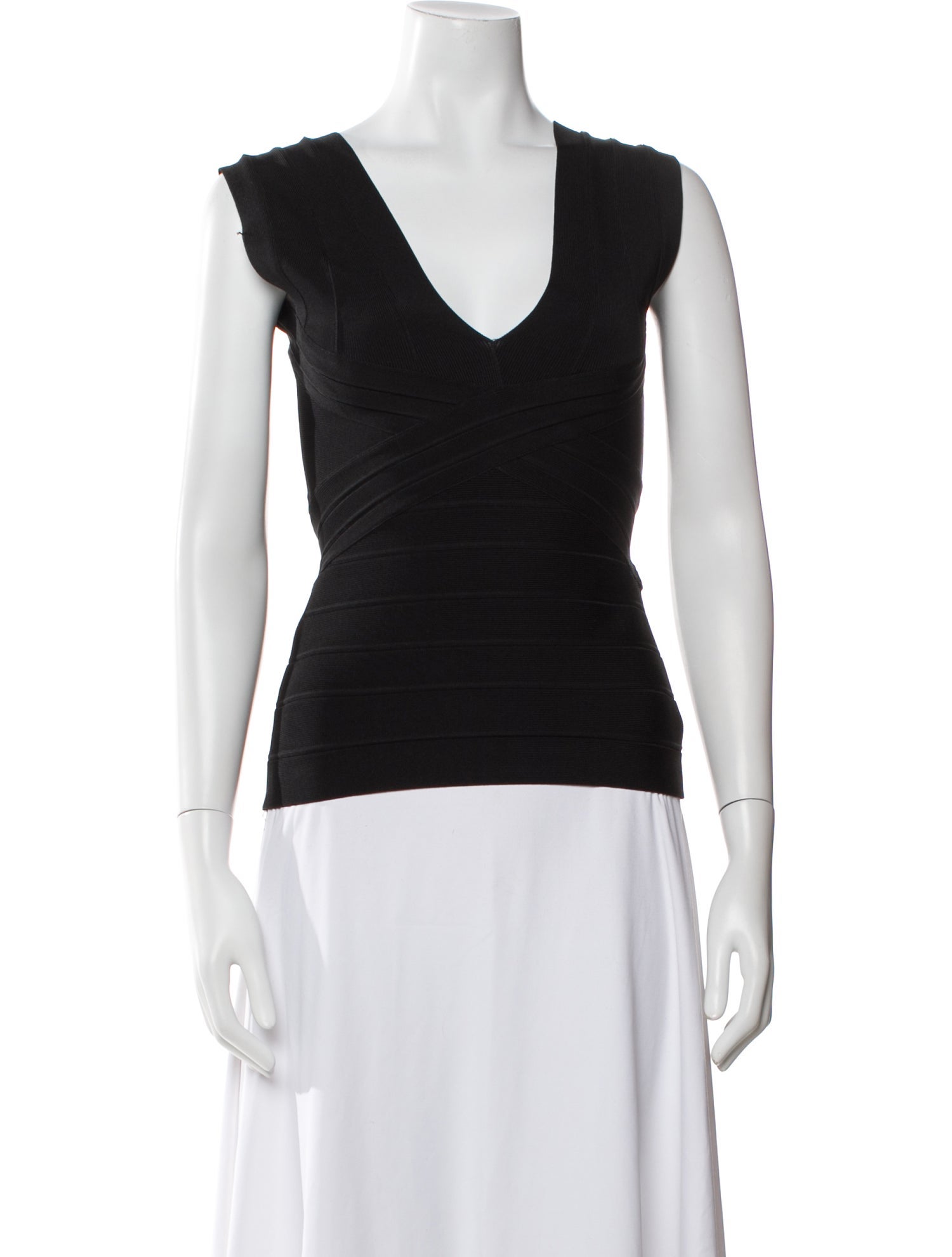Herve Leger V-Neck Sleeveless Top