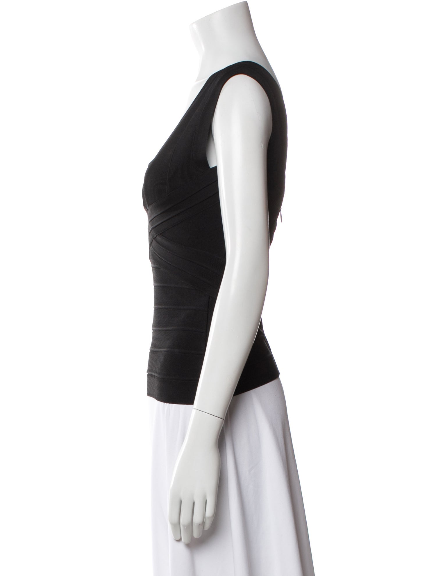 Herve Leger V-Neck Sleeveless Top