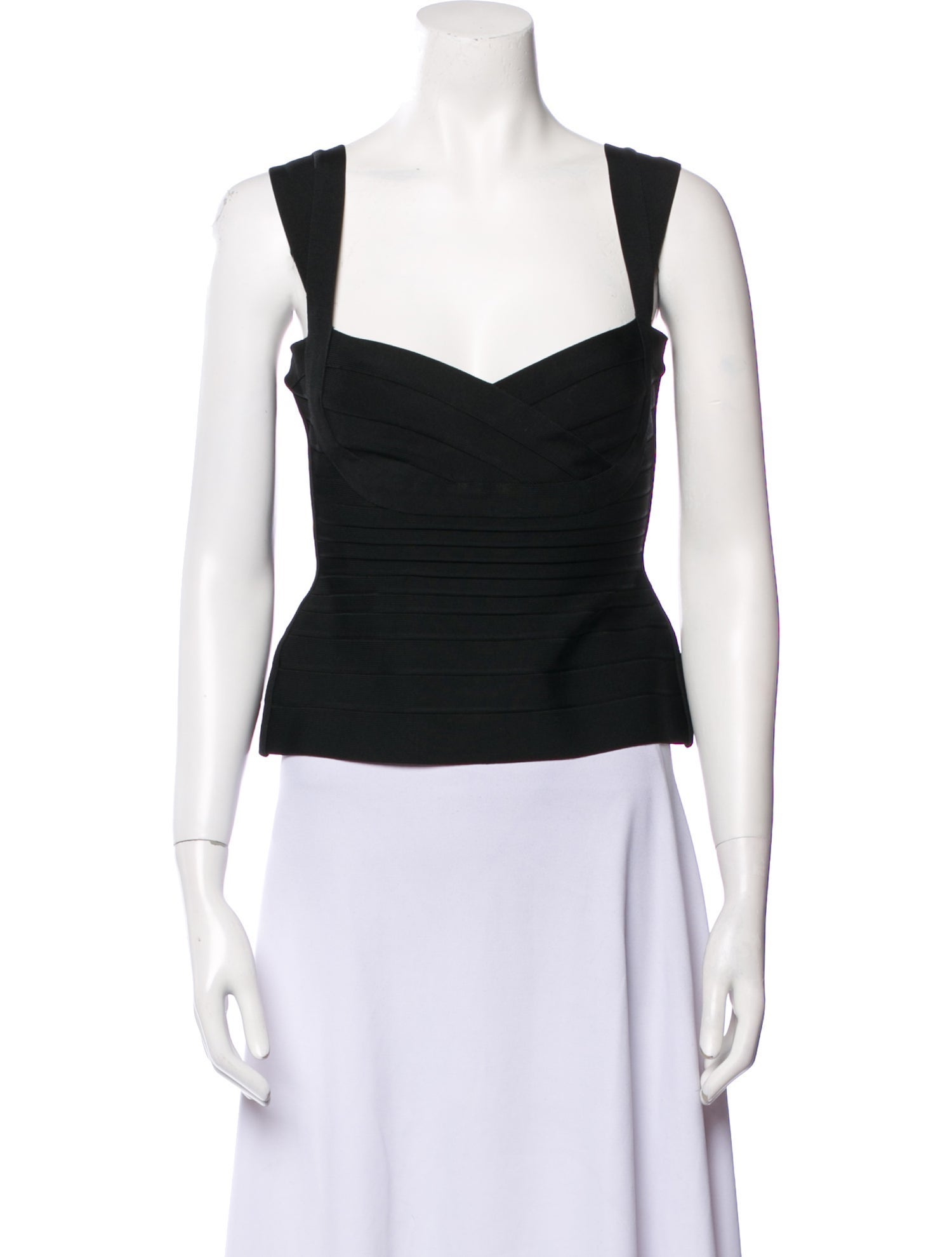 Herve Leger Square Neckline Sleeveless Crop Top