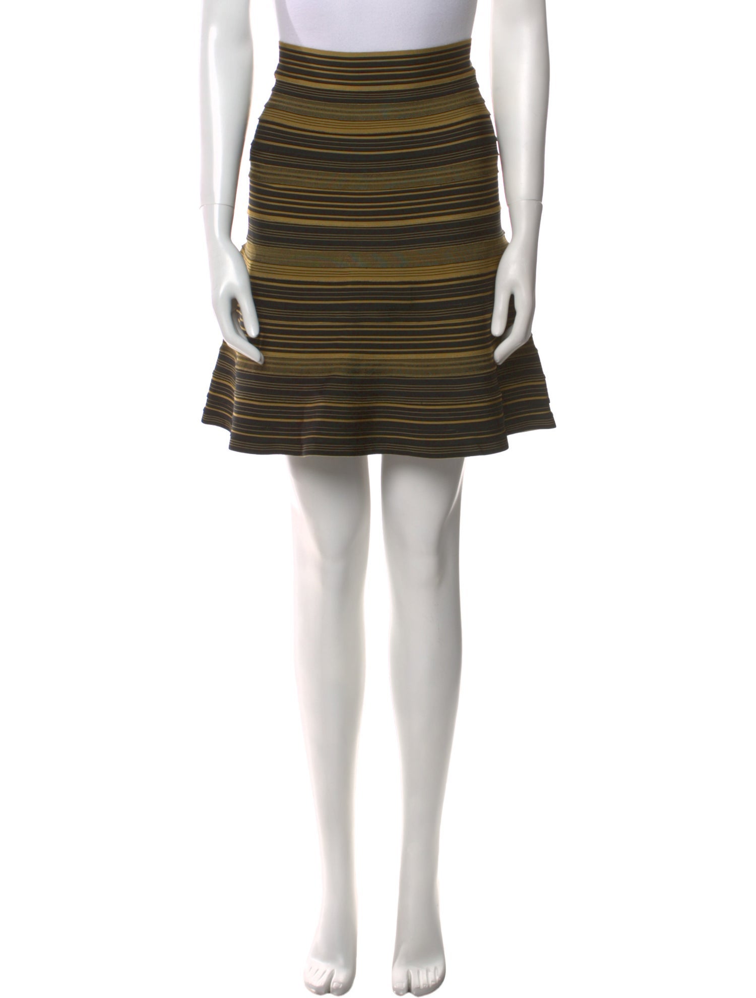 Herve Leger Striped Knee-Length Skirt
