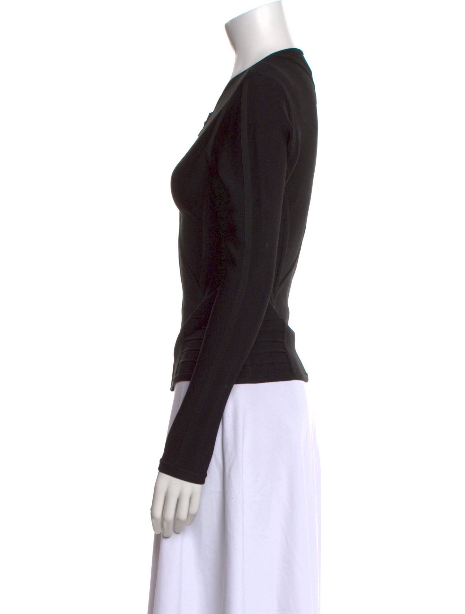 Herve Leger Crew Neck Long Sleeve Top