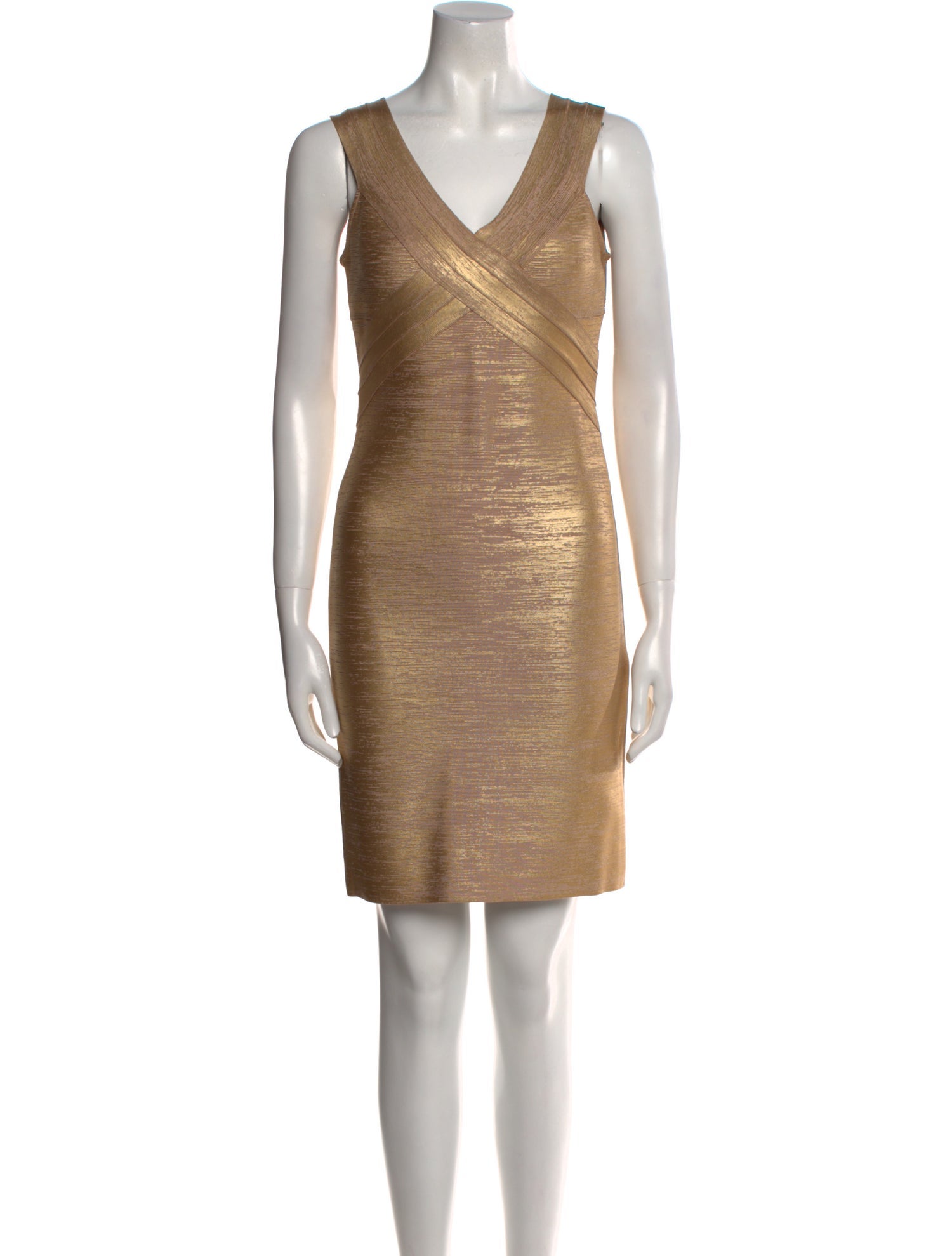 Herve Leger V-Neck Mini Dress