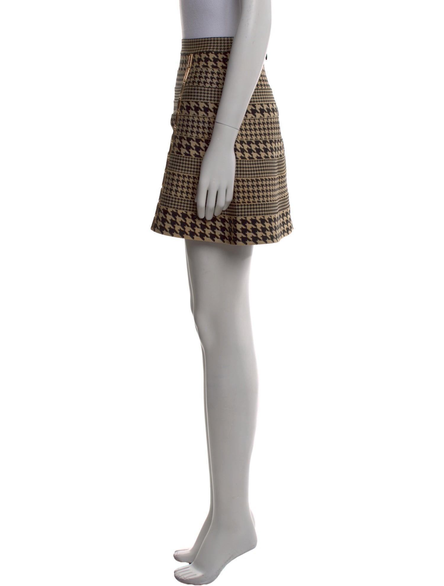 Herve Leger Houndstooth Print Mini Skirt