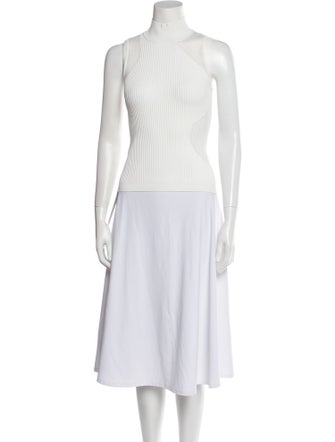 Herve Leger Striped Mock Neck Crop Top