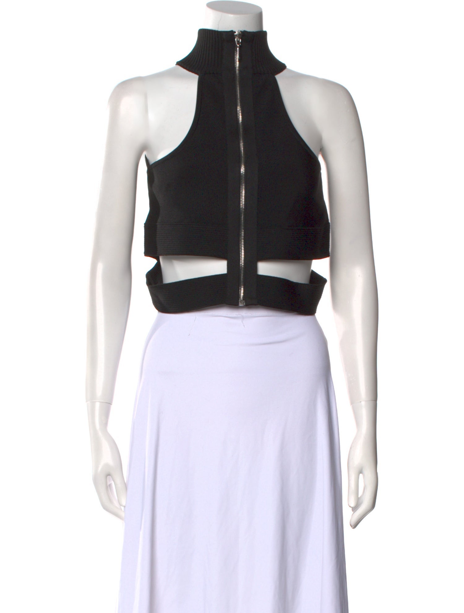 Herve Leger Mock Neck Sleeveless Crop Top
