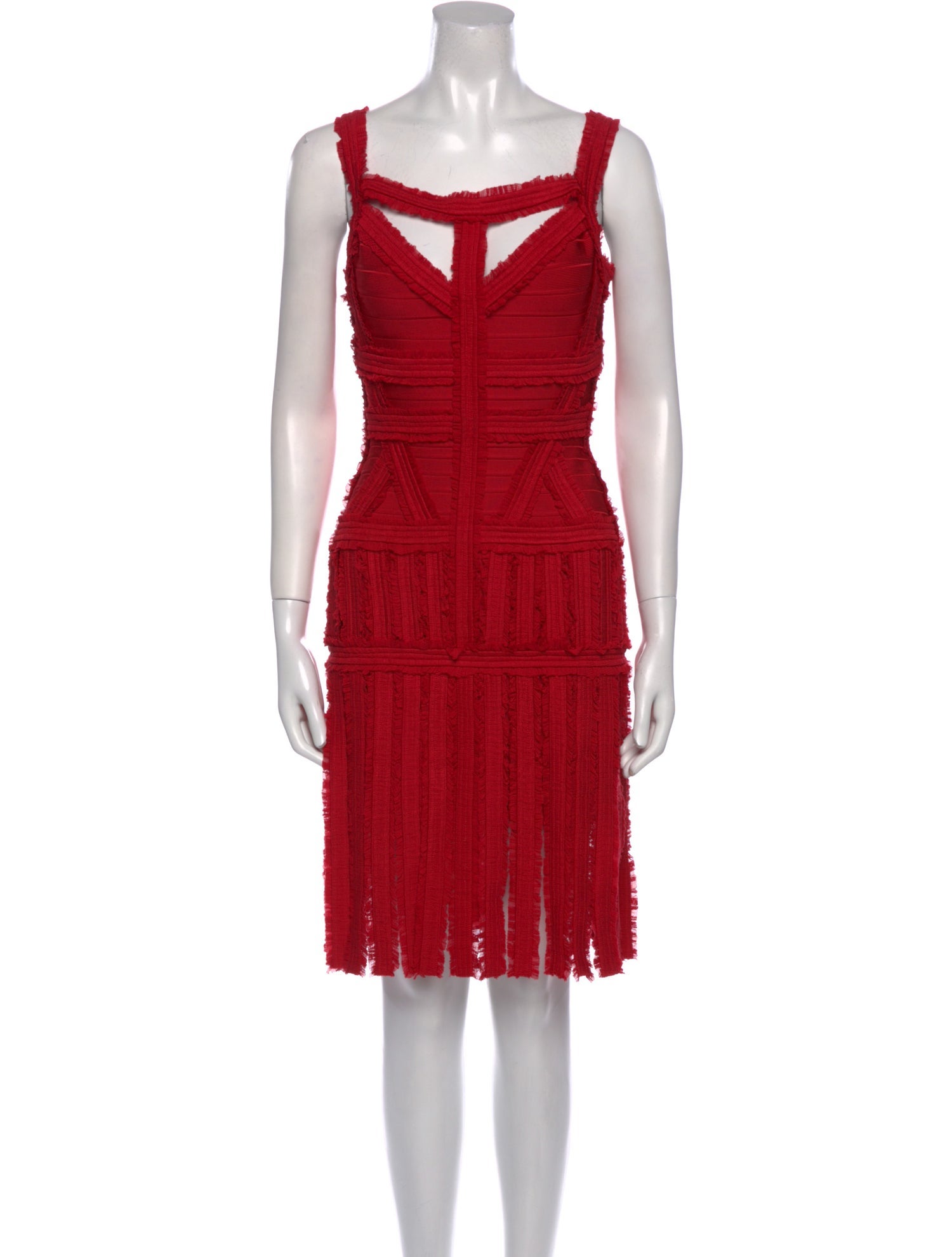 Herve Leger Eleanora 'Lipstick Red' Knee-Length Dress w/ Tags