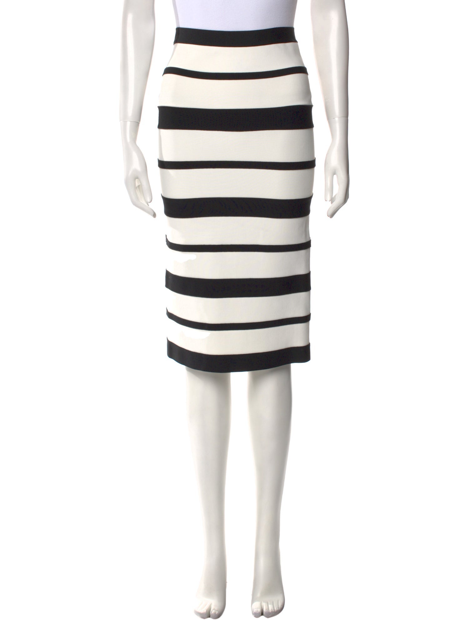 Herve Leger Striped Knee-Length Skirt