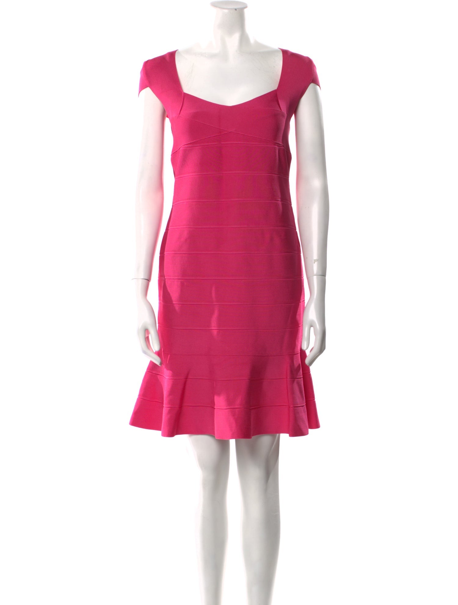 Herve Leger Square Neckline Knee-Length Dress