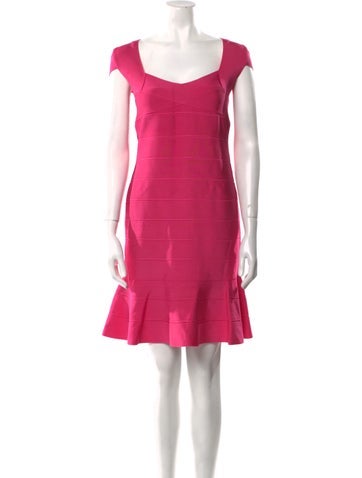 Herve Leger Dresses Square Neckline Knee-Length Dress L