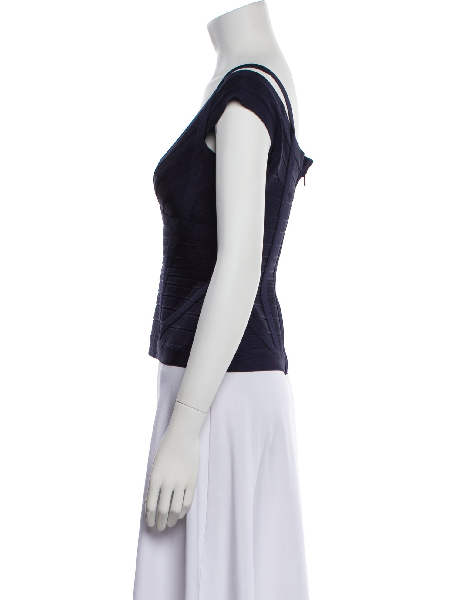 Herve Leger V-Neck Short Sleeve Top