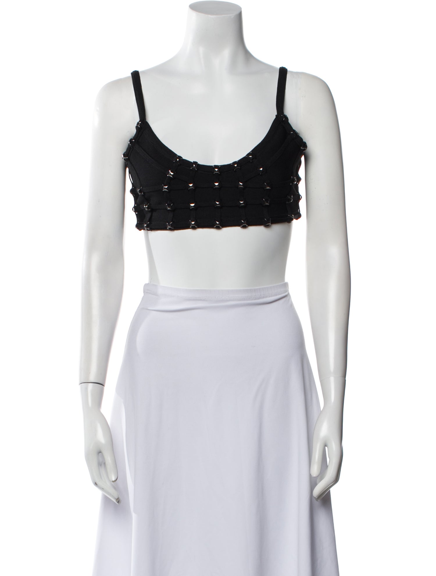 Herve Leger Scoop Neck Sleeveless Crop Top
