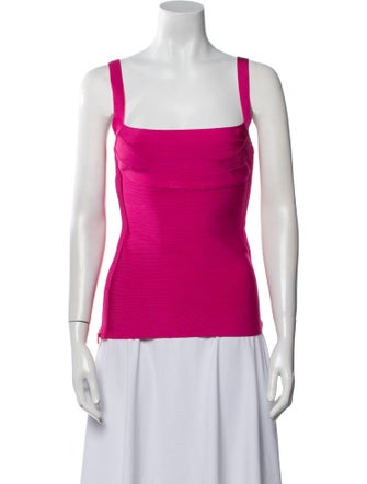 Herve Leger Square Neckline Sleeveless Top