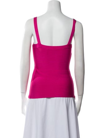 Herve Leger Square Neckline Sleeveless Top