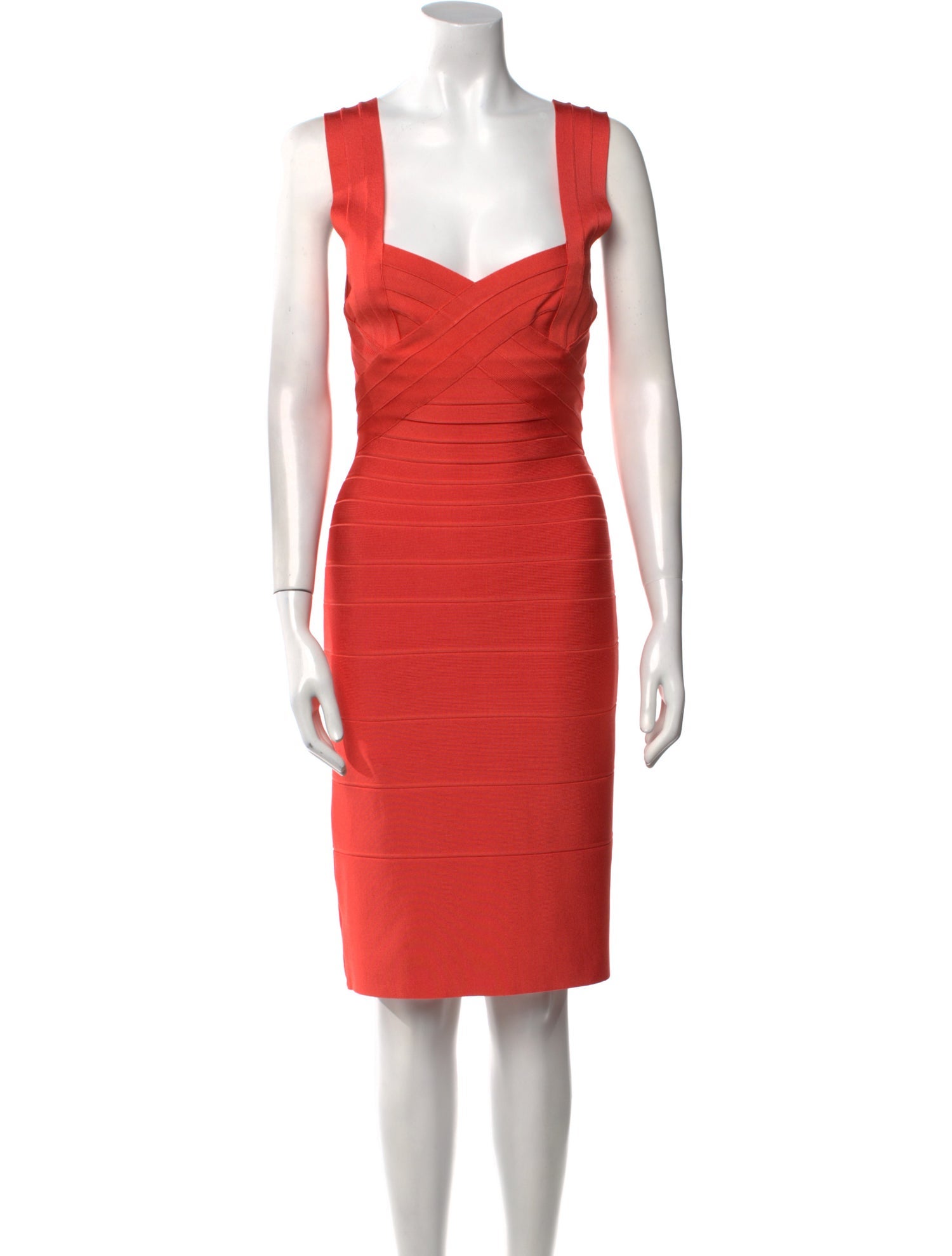 Herve Leger Sunburst Crisscross Knee-Length Dress