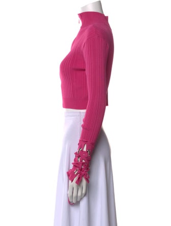 Herve Leger Mock Neck Long Sleeve Crop Top