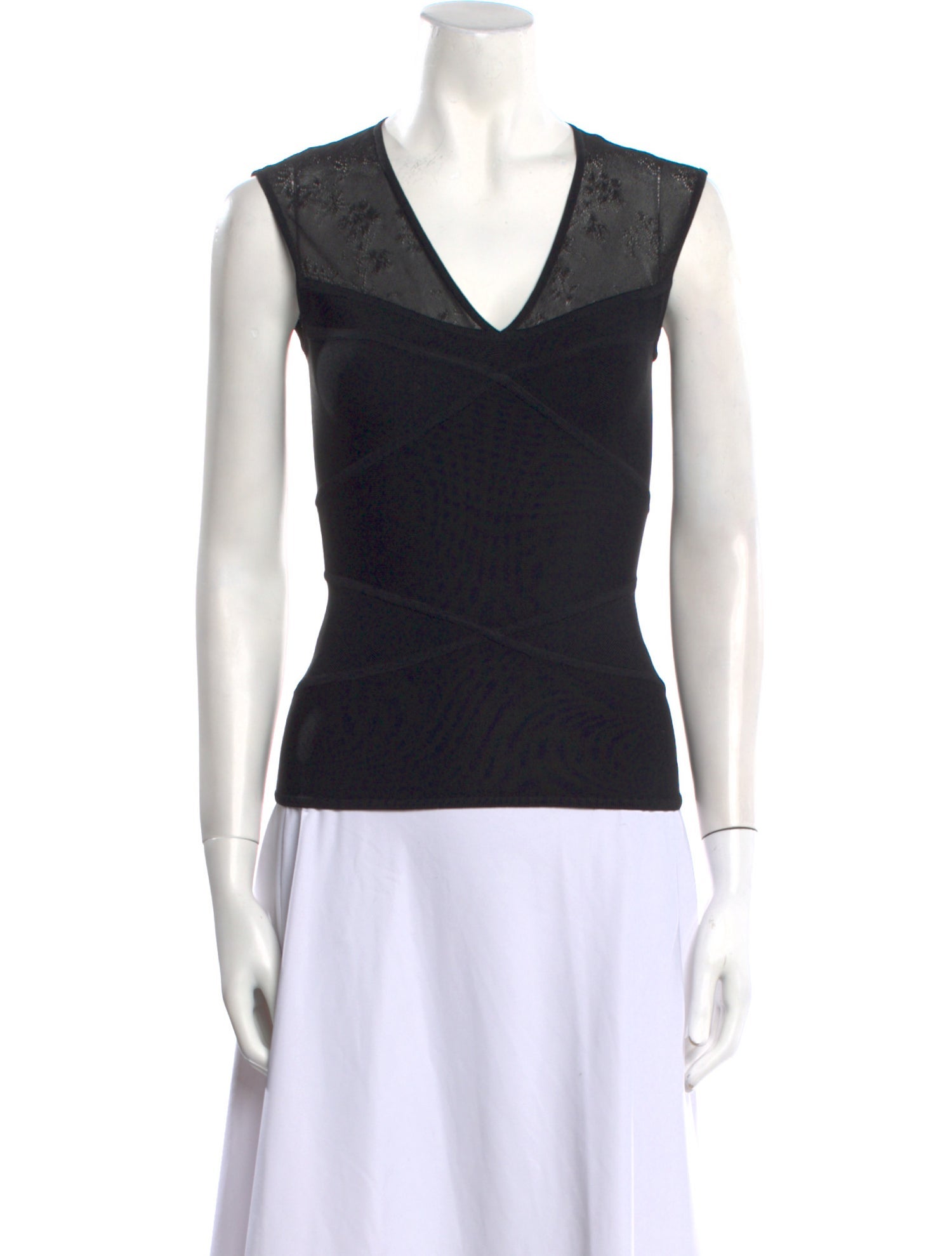 Herve Leger V-Neck Sleeveless Top