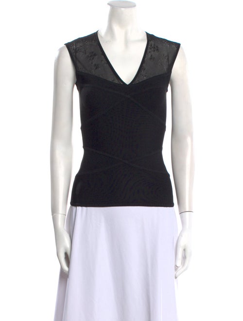 Herve Leger V-Neck Sleeveless Top