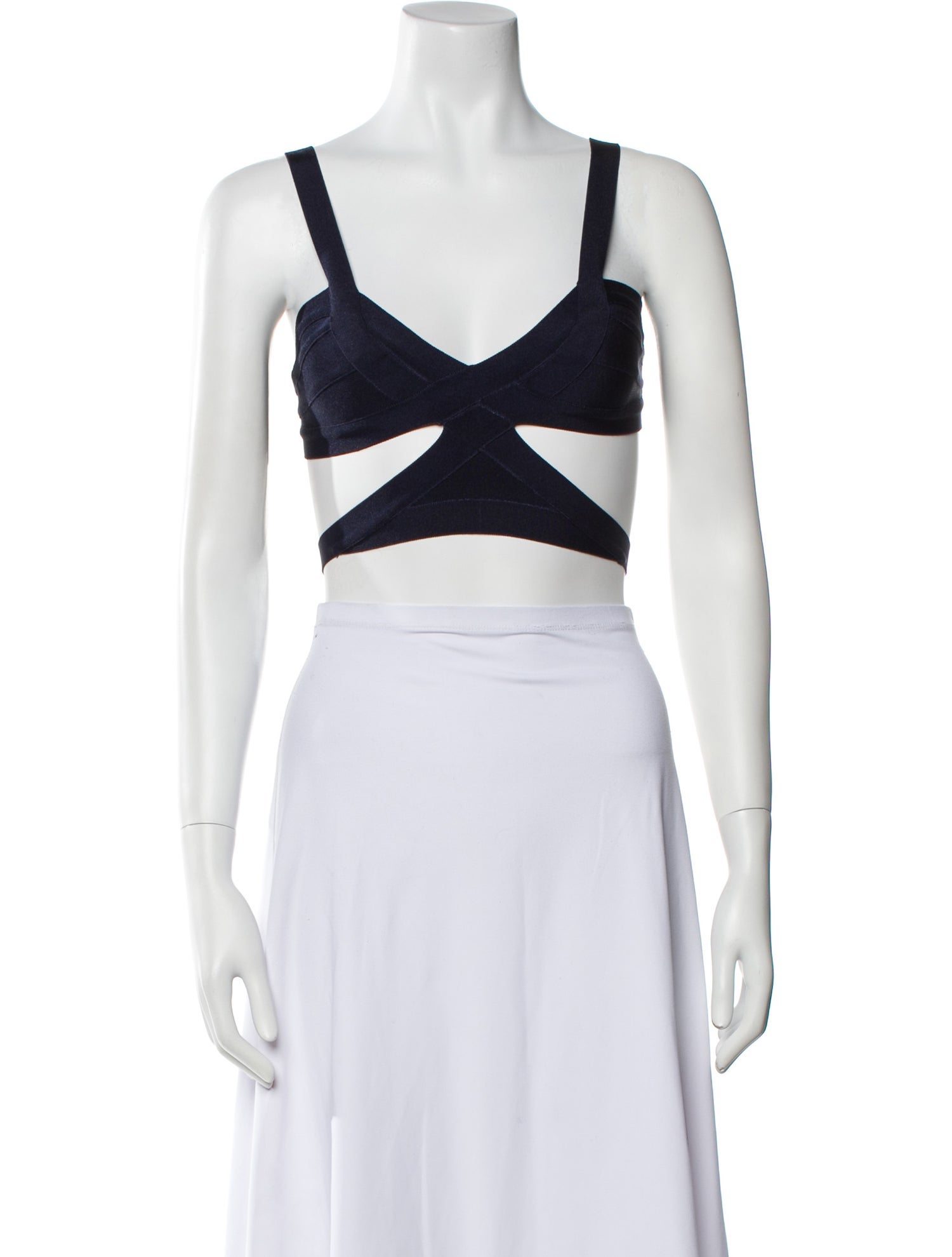 Herve Leger V-Neck Sleeveless Crop Top w/ Tags
