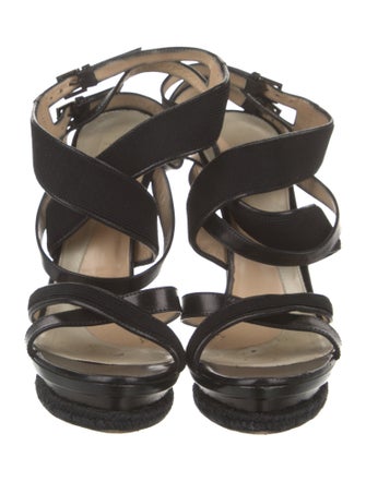 Herve Leger Leather Slingback Sandals