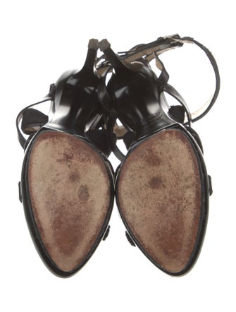 Herve Leger Leather Slingback Sandals