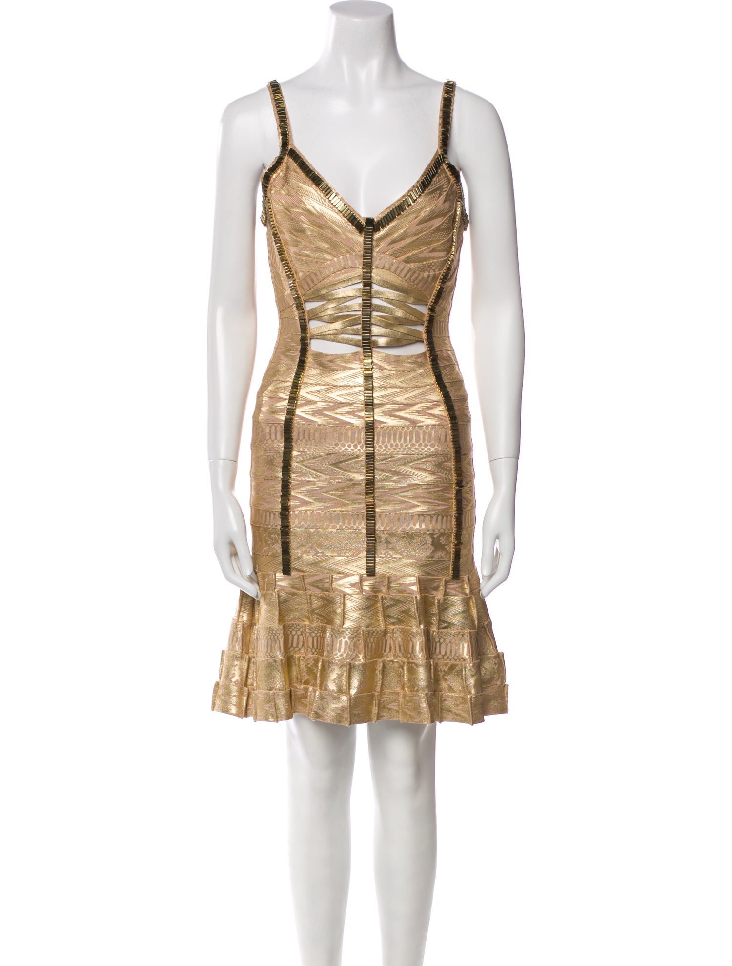 Herve Leger V-Neck Mini Dress