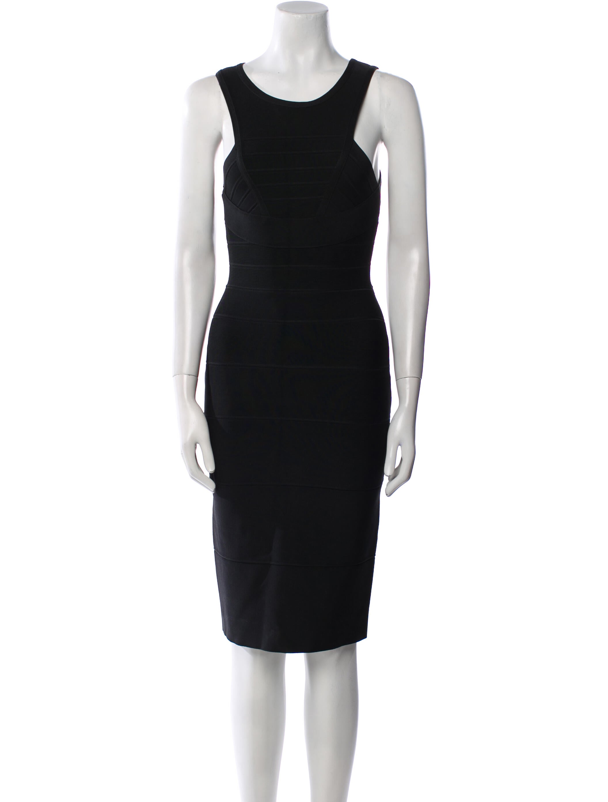 Herve Leger Scoop Neck Knee-Length Dress