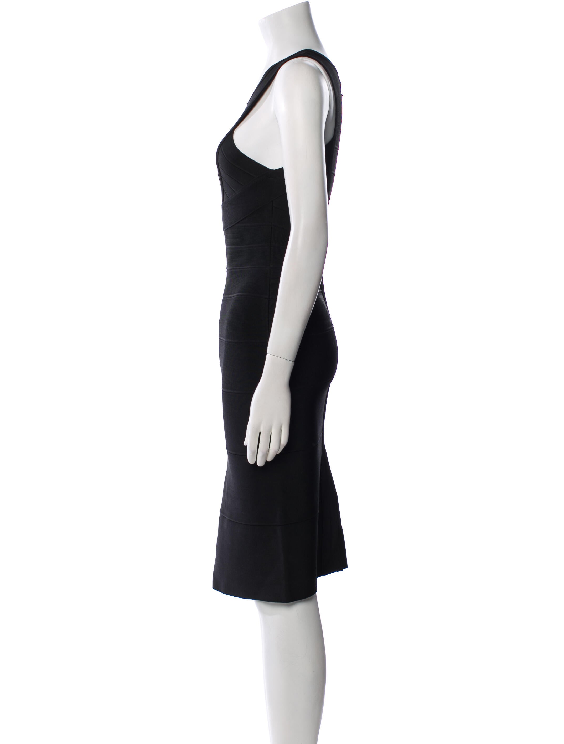 Herve Leger Scoop Neck Knee-Length Dress
