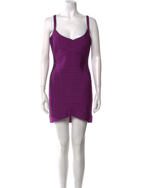 Herve Leger V-Neck Mini Dress