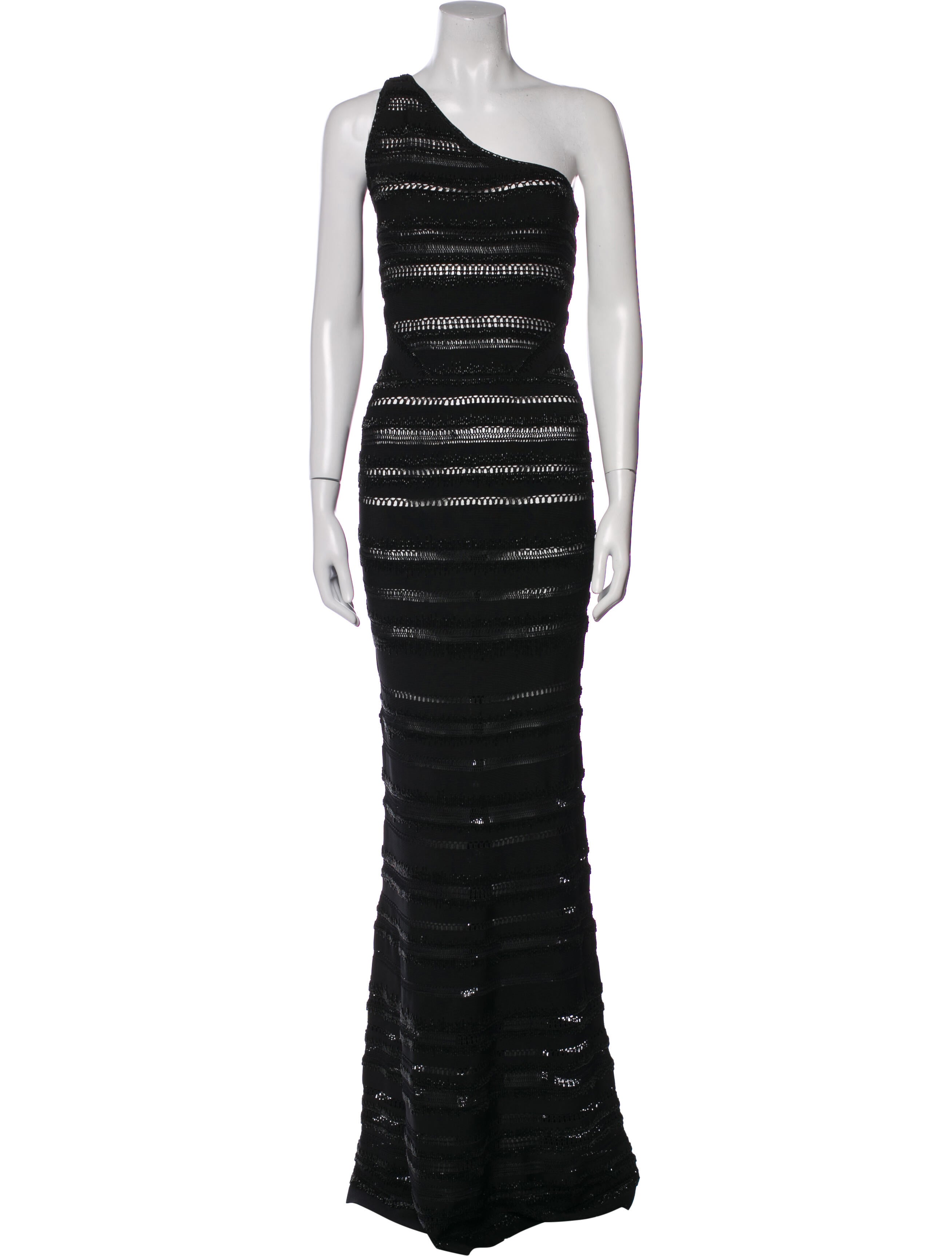 Herve Leger One-Shoulder Long Dress