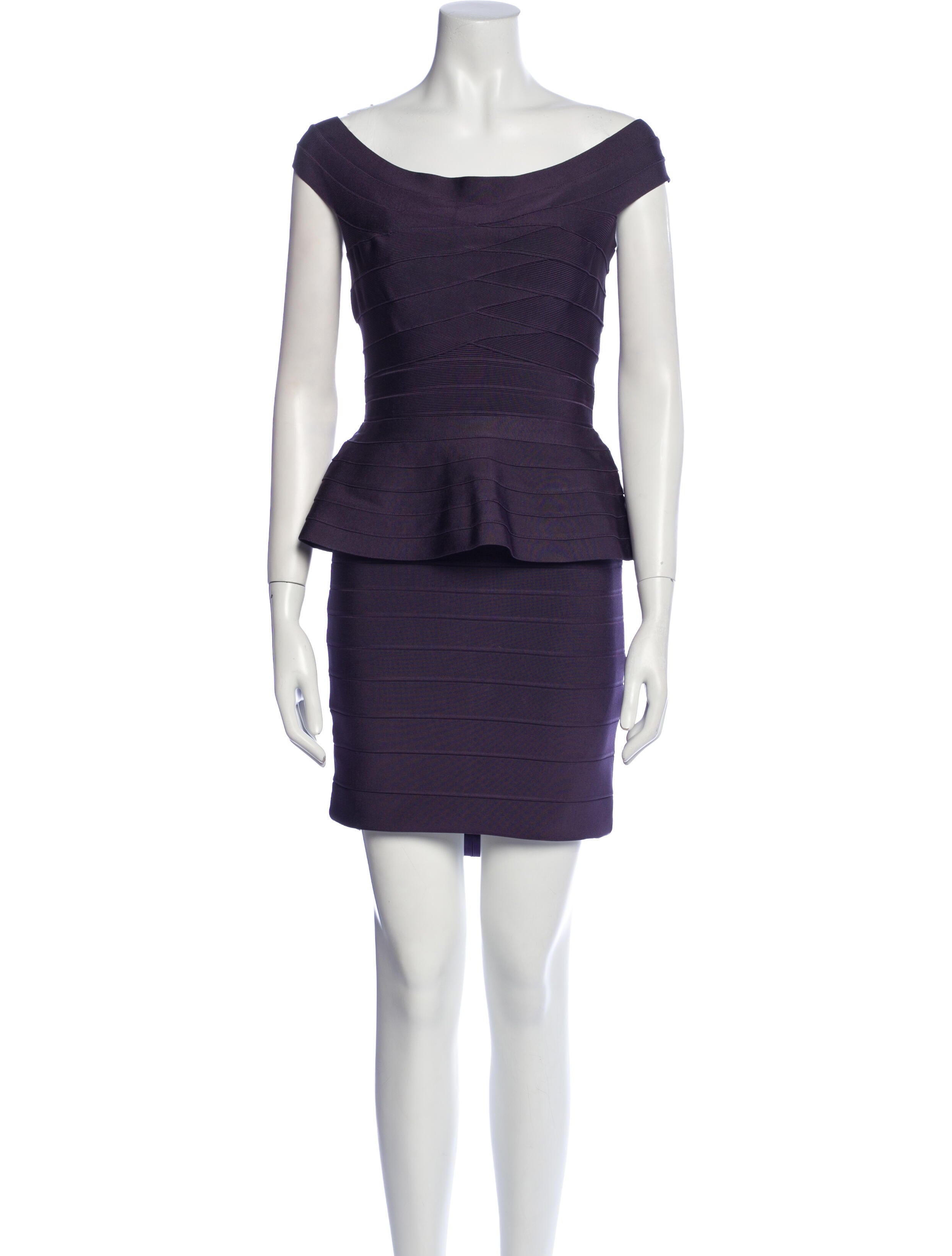 Herve Leger Bateau Neckline Mini Dress