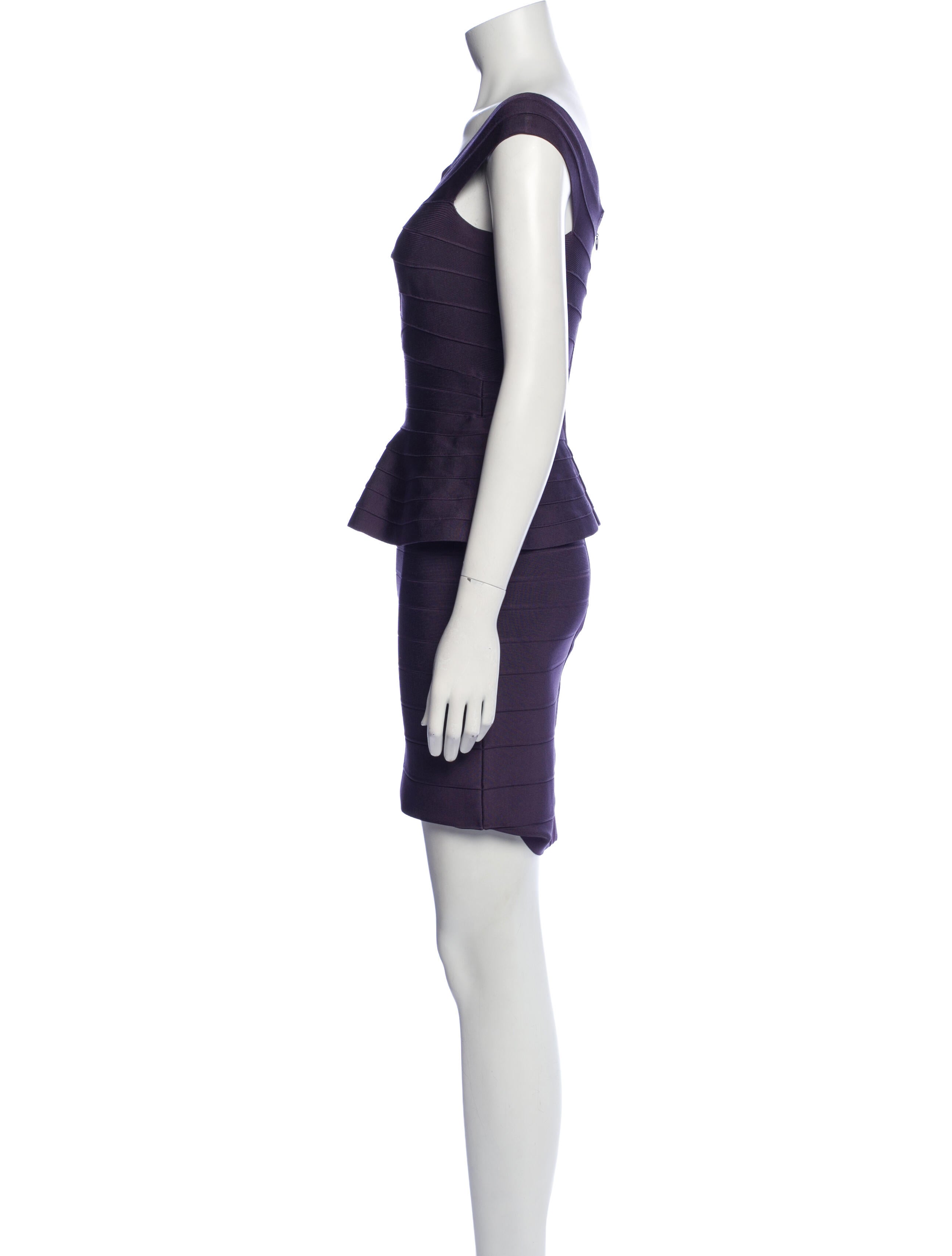 Herve Leger Bateau Neckline Mini Dress