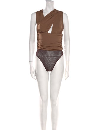 Herve Leger Asymmetrical Sleeveless Bodysuit